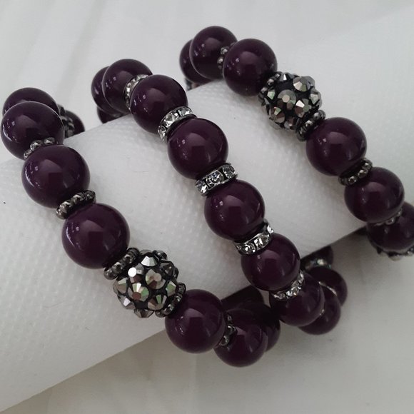 Paparazzi Stretch Bracelet Sets and Red Bead Rhinestone Bracelet - Picture 4 of 7